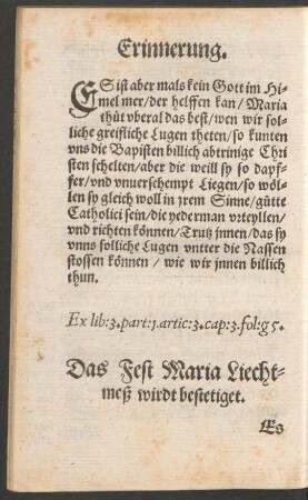 Das Fest Maria Liechtmeß wirdt bestetiget.