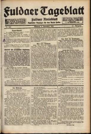 Ausgabe vom Mittwoch, den 02. November 1921.