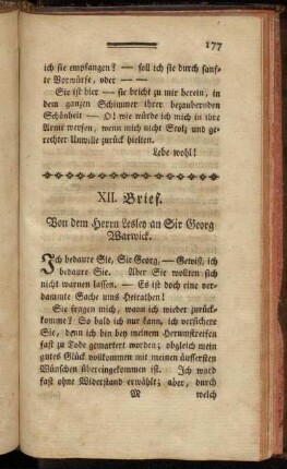 XII. Brief. Von dem Herrn Lesley an Sir Georg Warwick.