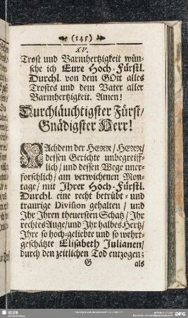 XV. Trost wegen eines abgestorbenen Ehegatten