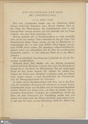 Die Entstehung der Seen bei Joachimsthal