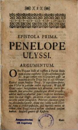 Publii Ovidii Nasonis Epistolae Heroidum : Ab omni obscoenitate purgatae, cum annotationibus, & interpretatione. Ad Usum Scholarum Soc. Jesu