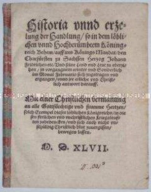 Historia und Erzählung aus dem Königreich Böhmen