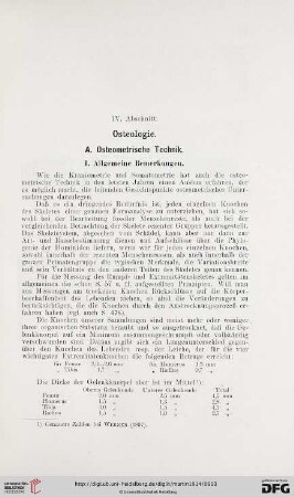 IV. Abschnitt: Osteologie