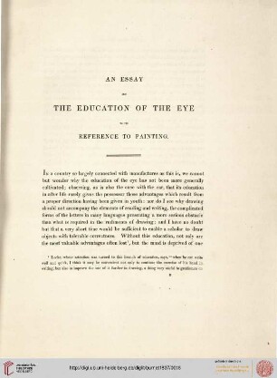 An essay on the education of the eye with reference to painting