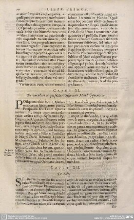 CAPUT XI. De emendato ac per perfectiori Systemate Mundi Copericano.
