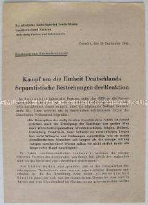 Schulungsmaterial für Refenrenten der SED zum Thema "deutsche Einheit"