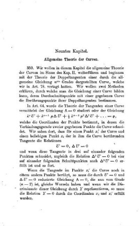 IX. Kapitel. Allgemeine Theorie der Curven.