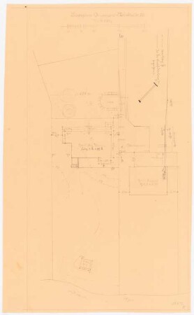 Haus Jansen, Berlin-Grunewald: Lageplan, Längsschnitt der Privatstraße 1:250