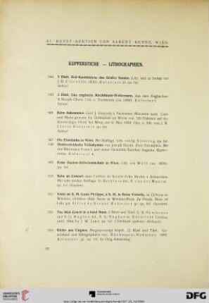 Kupferstiche – Lithographien (Nr. 544-559)