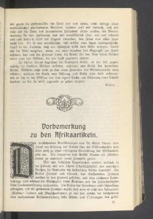 Vorbemerkung zu den Afrikaartikeln
