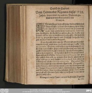 Das Erste Capittel. Vom Herren oder Regenten dieses 1598. Jahrs ...