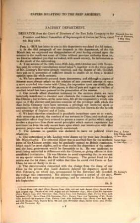 Return to an order ... dated 17 June 1833 : A copy or extract of any despatch ... in reference to the voyage recently undertaken by the ship Amherst to the north-east coast of China