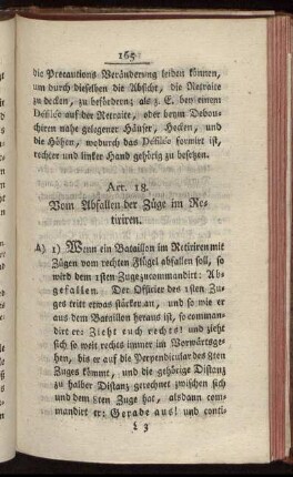 Art. 18. Vom Abfallen der Züge im Retiriren.