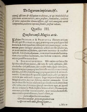 Quæstio III. Quæ sint caucæ Magicæ artis.