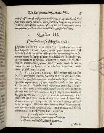 Quæstio III. Quæ sint caucæ Magicæ artis.
