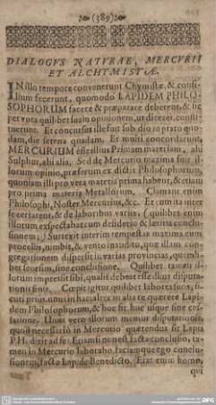 DIALOGUS NATURAE, MERCURII ET ALCHYMISTAE.