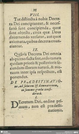 De Praedestinatione, ad salutem et damnationem, in summo gradu considerata