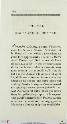 Oeuvre d’Alexandre Grimaldi