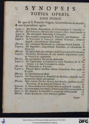 Synopsis Totius Operis.