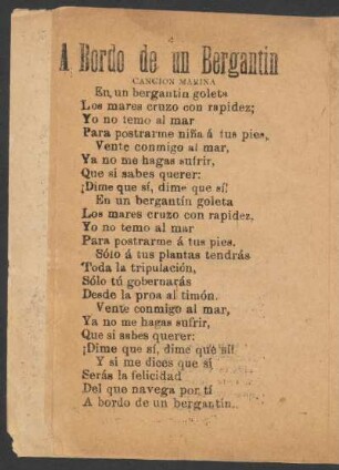 A bordo de un Bergantín. : Canción marina