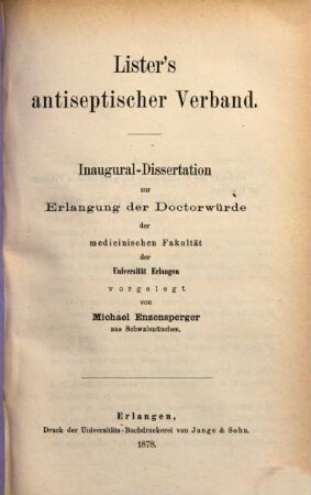 Lister's antiseptischer Verband