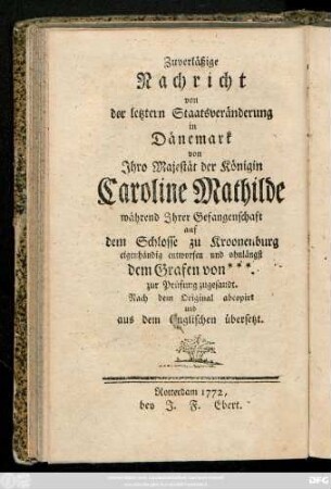 Histoire de la dernière révolution arrivée en Danemark