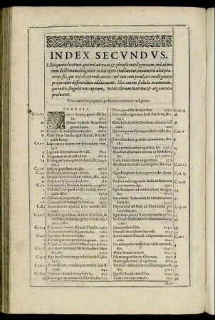 Index Secundus.