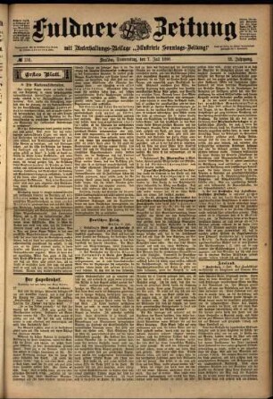 Erste Ausgabe vom Donnerstag, den 07. Juli 1898.
