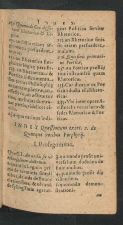 Index Quaestionum exercit. 2. de Quinque vocibus Porphyrii.