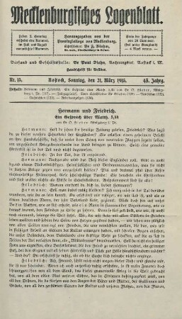 Nr. 15. Rostock, Sonntag, den 21. März 1915.