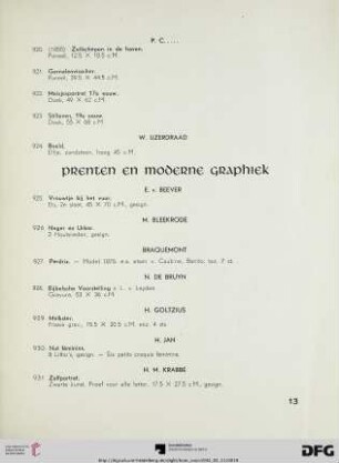 Prenten en moderne graphiek (Nr. 925-942)