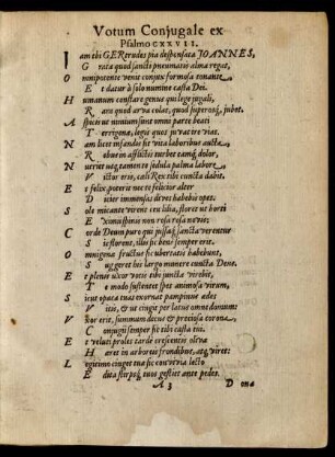 Votum Coniugale ex Psalmo CXVII.