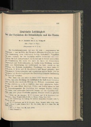 Elektrische Leitfähigkeit bei der Oxydation des Benzaldehyds und des Pinens.