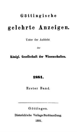 1881,1: Göttingische gelehrte Anzeigen
