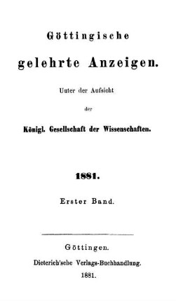 1881,1: Göttingische gelehrte Anzeigen