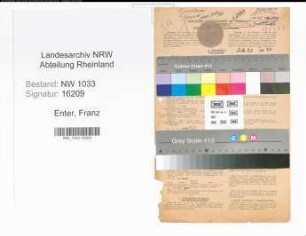 Entnazifizierung Franz Enter , geb. 03.02.1901 (Polizeibeamter)