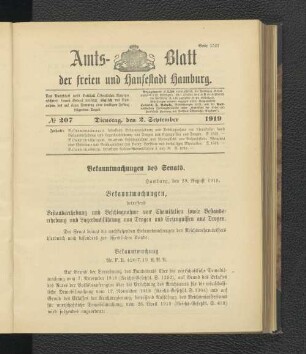 No.207, Dienstag, den 2. September 1919