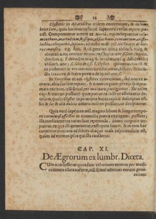 Cap. XI. De Aegrorum ex lumbr. Dioeta.