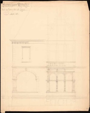 Herrenhaus für Rudolf Mosse, Dyrotz: Fenster mit Herrenzimmer und Loggia