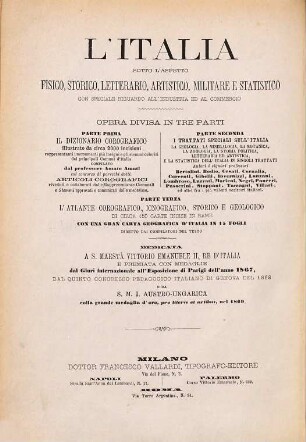 Geologia d'Italia : vol. 1. Descrizione dei Terreni componenti il Suolo d'Italia. Scritta da G. Negri