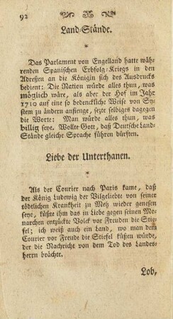Liebe der Unterthanen