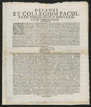 Decanus Et Collegium Facultatis Theologicae Universitatis Tubingensis, Lect. Ben. Sal.
