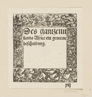 Schmuckrahmen mit reitenden Männern, Satyrn, Rankwerk und tanzenden Kindern