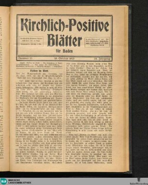 Kirchlich-positive Blätter für Baden