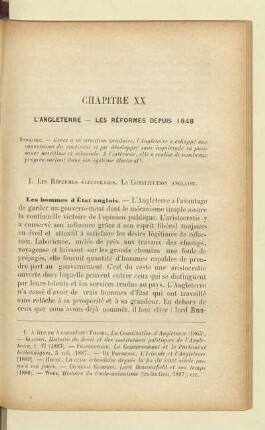 Chapitre XX L'Angleterre – Les réformes depuis 1848