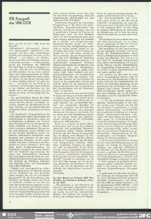 VIII. Kongreß des VBK der DDR