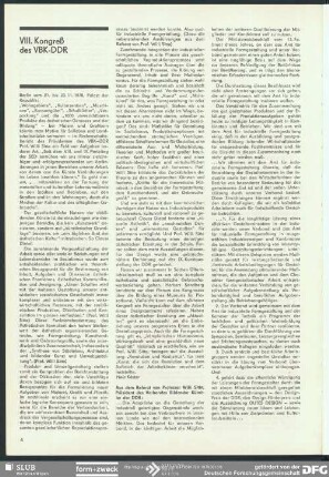 VIII. Kongreß des VBK der DDR