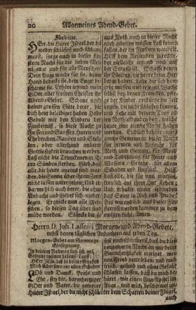 Herrn D. Joh. Lassenii Morgen- und Abend-Gebete, nebst denen täglichen Andachten auf jeden Tag.