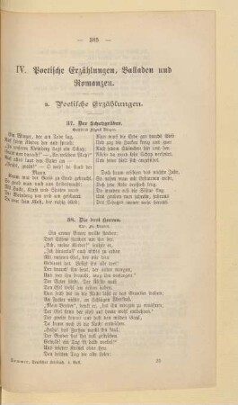 IV. Poetische Erzählungen, Balladen und Romanzen